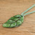 Dark Green Art Glass Leaf Pendant Necklace with Braided Cord 'Green Rain Forest Drop'