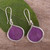 Sterling Silver and Purple Leaf Dangle Earrings from Peru 'Plum Hydrangea'