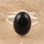 Black Onyx and Sterling Silver Single Stone Ring 'Soft Blush in Black'