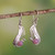 Handmade Sterling Earrings with Pink Opal 'Swaying Leaf'