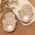 Wood Hamsa Hand Tealight Candle Holders Pair 'Illuminated Hamsa'