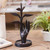 Hand Carved Wood Jewelry Stand with Leaf Motif 'Plucking Dreams'