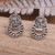 Sterling Silver Button Earrings with Balinese Motifs 'Joined Rings'