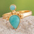 18k Gold-Plated and Amazonite Cocktail Ring Handmade in Peru 'Silhouettes of Water'