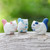 Set of 3 Ceramic Squirrel Figurines in Pink and Blue Tones 'Vivacious Friendship'