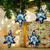 Set of 4 Handcrafted Ceramic Talavera Star Ornaments in Blue 'Floral Twilight'