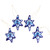 Set of 4 Handcrafted Ceramic Talavera Star Ornaments in Blue 'Floral Twilight'