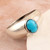 Sterling Silver Single-Stone Ring with Recon Turquoise 'Ocean Accent'