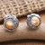 18k Gold-Accented Sterling Silver Ying-Yang Stud Earrings 'Precious Duality'