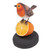 Teak  Suar Wood Bird Statuette Carved and Painted by Hand 'Robin With Orange'