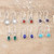 Set of 6 Polished Sterling Silver Gemstone Dangle Earrings 'Daily Jewels'