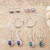 Set of 5 Sterling Silver Gemstone Earrings from India 'Everyday Style'