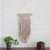 Handcrafted Ivory Cotton Wall Hanging with Pine Wood Rod 'Bohemian Waterfall'