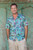 Men's Turtle-Themed Cotton Batik Shirt Handcrafted in Bali 'Ocean Majesty'