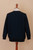 Men's Alpaca Blend Sweater in Black and Azure Made in Peru 'Textures  Azure Diamonds'