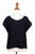 Stitch-Accent Black Rayon Top with Short Dolman Sleeves 'Mysterious Black'