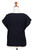 Stitch-Accent Black Rayon Top with Short Dolman Sleeves 'Mysterious Black'