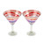 Pair of Eco-Friendly Red and White Handblown Martini Glasses 'Majestic Enchantment'