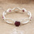 Polished Sterling Silver Band Ring with Ruby Jewels 'Ruby Princess'