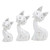 Set of 3 Handcrafted White Albesia Wood Cat Statuettes 'Feline Glances'