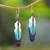 Handcrafted Blue Feather Dangle Earrings with Garnet Beads 'Intuition Feathers'