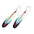 Handcrafted Blue Feather Dangle Earrings with Garnet Beads 'Intuition Feathers'