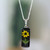 Cylindrical Black Natural Sunflower Resin Pendant Necklace 'Sun Gift at Night'