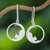 925 Silver Cat Dangle Earrings with Brushed-Satin Finish 'Relaxing'