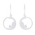 925 Silver Cat Dangle Earrings with Brushed-Satin Finish 'Relaxing'