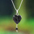 Floral and Heart-Themed Barro Negro Ceramic Pendant Necklace 'Barro Negro Romance'