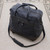 Black and Navy Expandable Leather Travel Bag with Wheels 'Style Voyager'