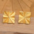 Modern Textured Square 18k Gold-Plated Button Earrings 'Knotted Squares'