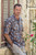 Men's Balinese Brown Cotton Batik Shirt with Short Sleeves 'Summer Season'