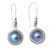 Sterling Silver and Cultured Pearl Dangle Earrings from Bali 'Blue Mirror'