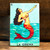 Mexican Wood Magnet with Mermaid-Themed Decoupage 'Alluring Ocean'