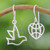 Sterling Silver Dangle Earrings with Bird and Heart Motifs 'My Peaceful Heart'