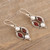 Sterling Silver Dangle Earrings with Cultured Pearl  Garnet 'Elegant Mix'