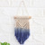 Handcrafted Blue Cotton Wall Hanging with Pine Wood Rod 'Blue Waterfall'