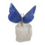 Blue and White Quartz Butterfly Sculpture with Brass Accents 'Spiritual Flutter'