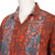 Men's Handcrafted Batik Leafy Rayon Shirt in Red and Blue 'Cinnabar Forest'