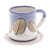 Handcrafted Ceramic Mug and Saucer Set with Leaf Motif 'Charming Leaves'