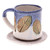 Handcrafted Ceramic Mug and Saucer Set with Leaf Motif 'Charming Leaves'