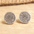 Sterling Silver Stud Earrings with Floral and Chakra Motifs 'Chakra Shield'