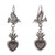 Sterling Silver Dangle Earrings with Heart and Dove Motifs 'Heaven's Romance'