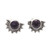 Polished Sterling Silver Stud Earrings with Amethyst Stones 'Crescent Wisdom'