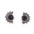 Polished Sterling Silver Stud Earrings with Amethyst Stones 'Crescent Wisdom'