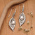 Classic Sterling Silver Dangle Earrings with White Pearls 'Pearly Swan'