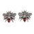 Sterling Silver Bee Button Earrings with Garnet Jewels 'Bee Passionate'