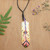 Hand-Painted Red and Yellow Feather Pendant Necklace 'Courageous Freedom'
