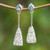 Modern Sterling Silver Dangle Earrings with Blue Topaz Gems 'Nest of Loyalty'